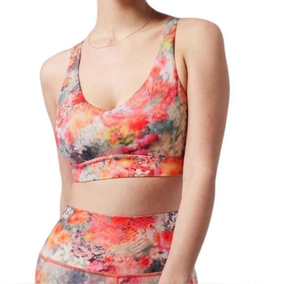 Athleta Solace Printed Bra D-DD Cup Renewed Blossom Sports Small NWOT - Picture 1 of 9